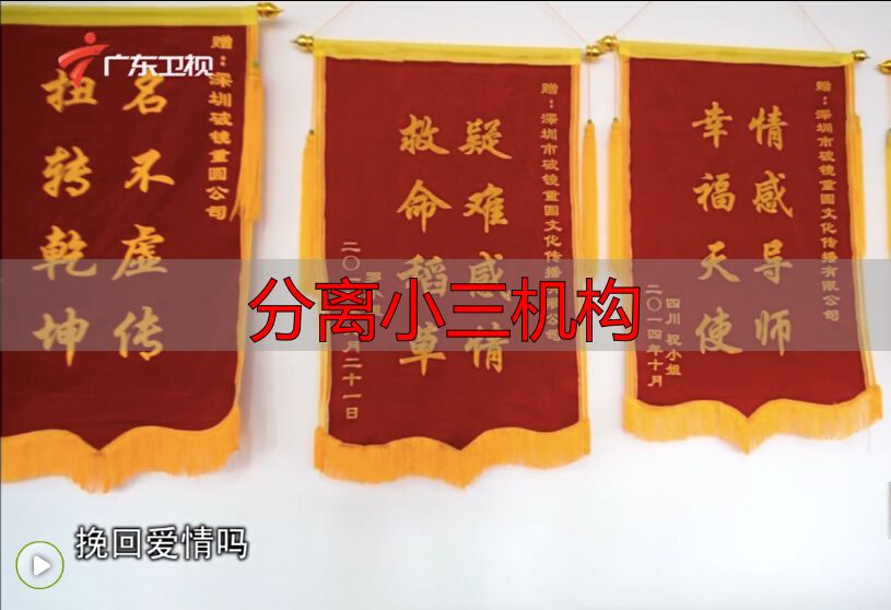 广东卫视报道破镜重圆公司获赠客户答谢锦旗